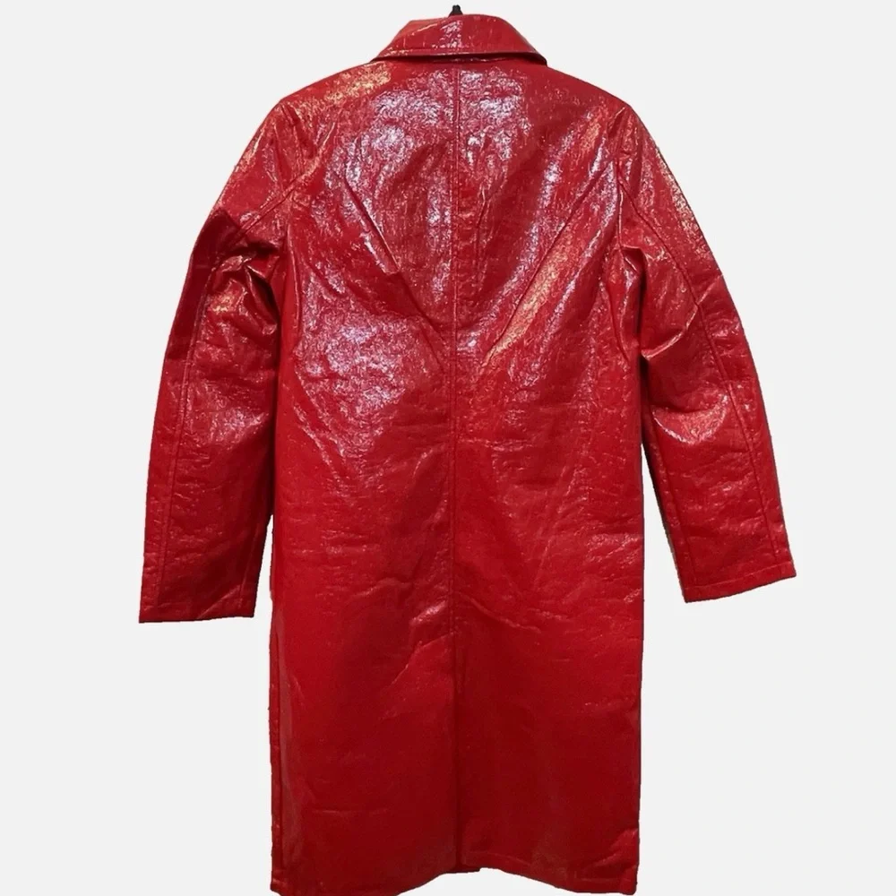 Elie Tahari Striking Red Faux Leather Jacket - Picture 4 of 5